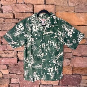 VTG NWT 90s Rio by Merrill Forbes S Men's Green Floral Hawaiian Button‎ Up Shirt